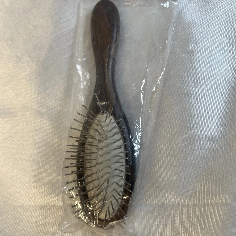 Vtg Wood Handle Wire Bristles Rubber Cushioned Air Vented Tangle Free Hair Brush